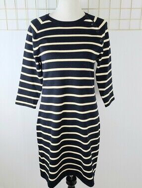 Ralph Lauren Rugby Line Stripes Navy Cream Pullover Dress